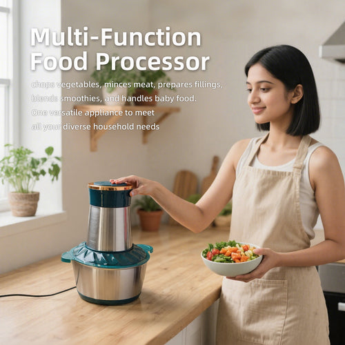 2L Multi-Function Stainless Steel Food Processor - 300W Powerful Meat Grinder & Chopper for Meat, Vegetables, Baby Food & Sauces