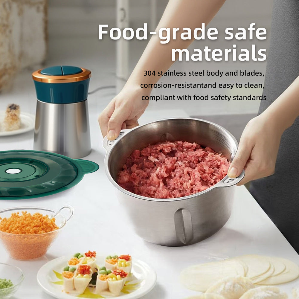 2L Multi-Function Stainless Steel Food Processor - 300W Powerful Meat Grinder & Chopper for Meat, Vegetables, Baby Food & Sauces