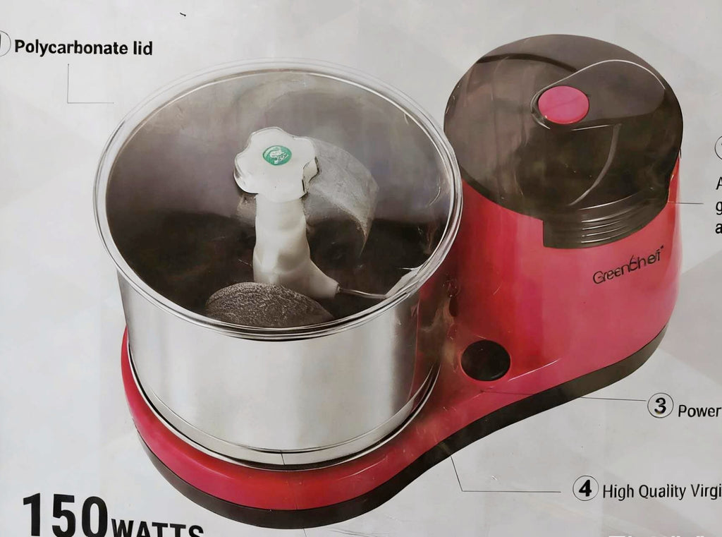 Greenchef 2L Table Top Wet Grinder - Heavy-Duty Motor with Stainless Steel Drum