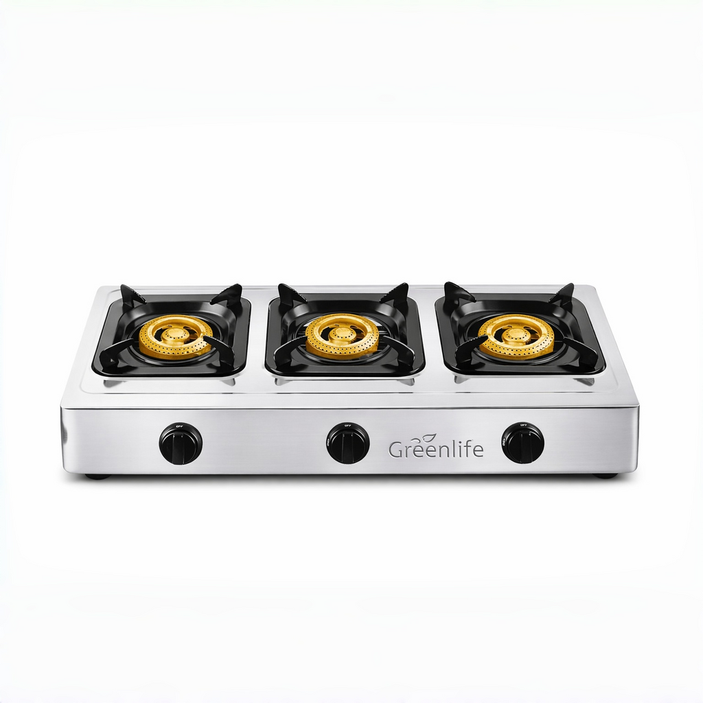 Greenlife Stainless Steel 3 Burner Cosmo high-power Burner Electronic gas cooker auto ignition Durable gas stove