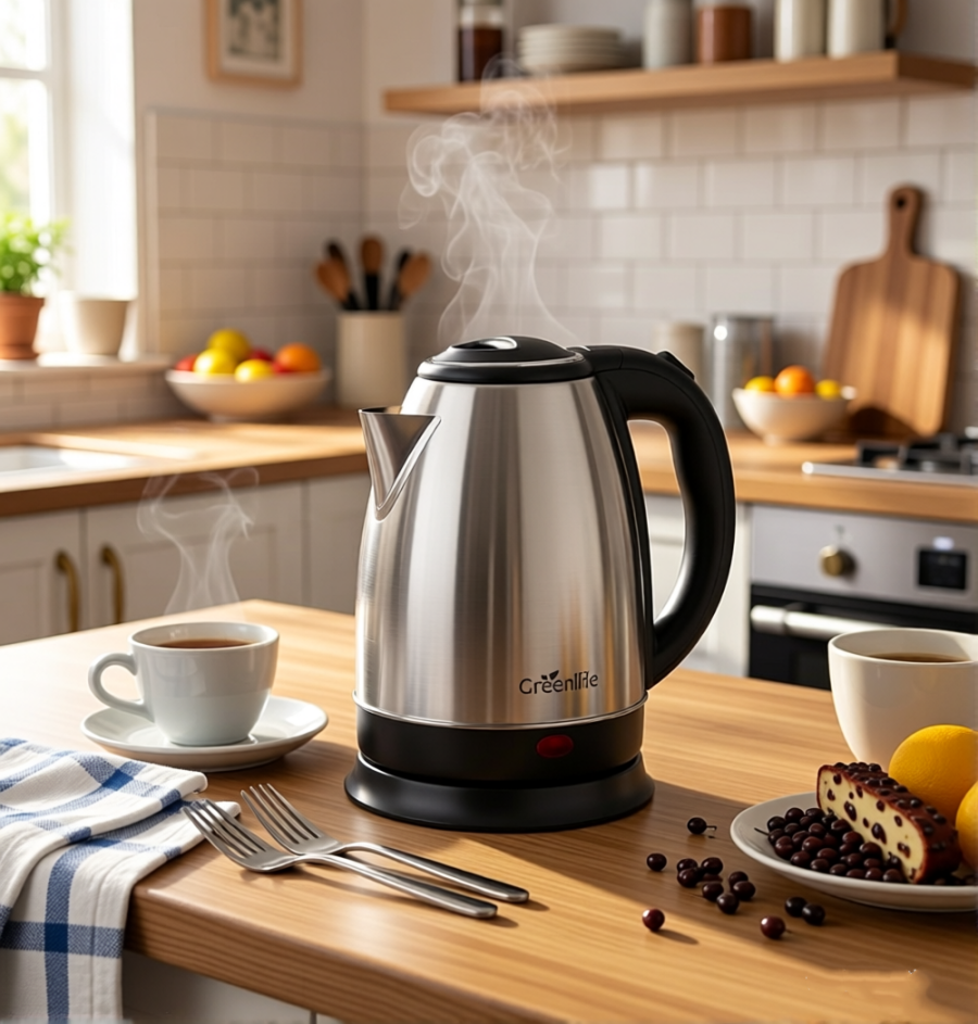 Greenlife 1.8L 1500W Stainless Steel Electric Kettle – Full Stainless Steel Interior & Inner Lid |