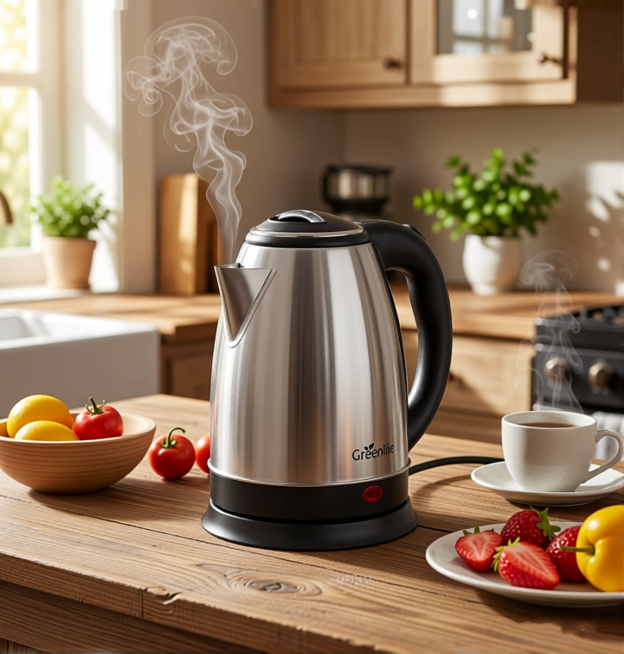 Greenlife 1.8L 1500W Stainless Steel Electric Kettle – Full Stainless Steel Interior & Inner Lid |