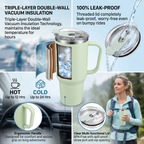 40oz (1200ml) Insulated Stainless Steel Tumbler with Handle – Leak-Proof, Triple-Wall Vacuum Travel Mug for Hot & Cold Drinks, Car Cup Holder Friendly, Sweat-Proof, BPA-Free