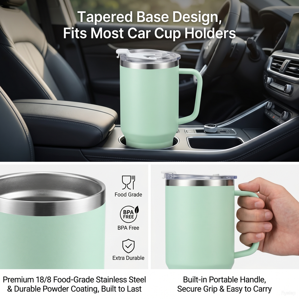 40oz (1200ml) Insulated Stainless Steel Tumbler with Handle – Leak-Proof, Triple-Wall Vacuum Travel Mug for Hot & Cold Drinks, Car Cup Holder Friendly, Sweat-Proof, BPA-Free