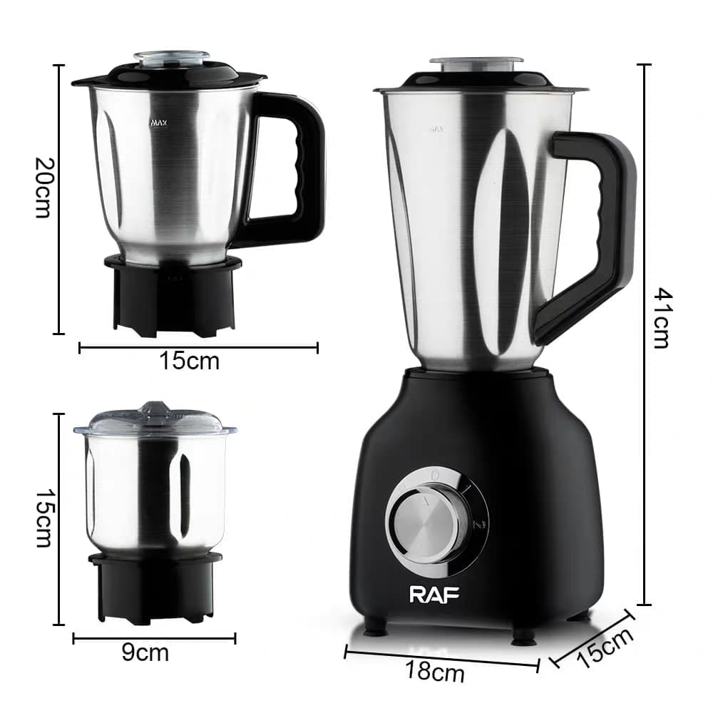 750W 3-in-1 Multifunctional Blender 3 Cups Set | 1.5L Stainless Steel Blender Jar + Chopper Cup + Grinder Cup | Juice Maker, Meat Chopper, Food Processor
