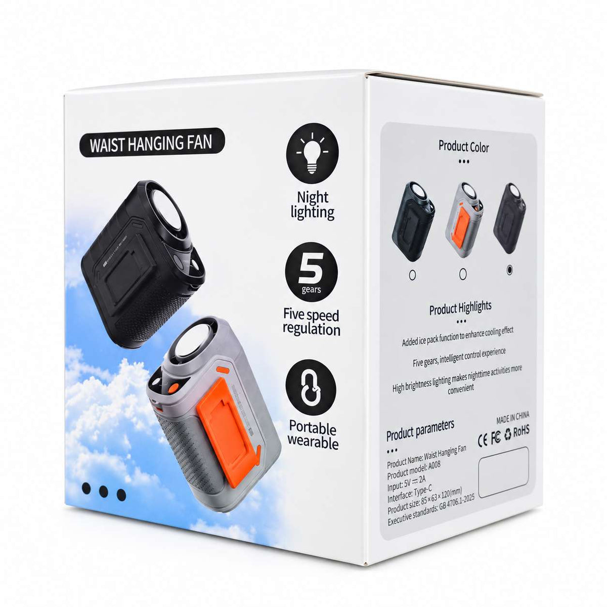 Portable waist fan with ice-ceramic cooling – view 7