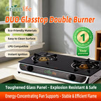 Greenlife DUO Glasstop Double Burner Safe Gas Cooker Efficient stove Easy Cooking Instant Ignition Explosion Resistant