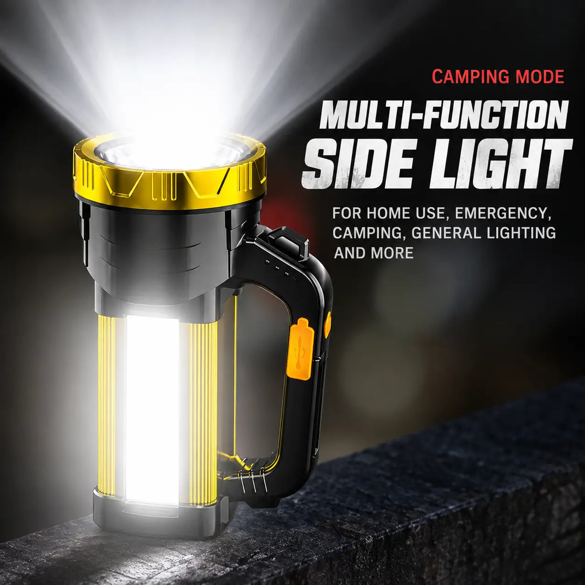 Rechargeable Strong Light Portable LED Spotlight with 3 Lighting Modes, Side Lamp & USB Charging – view 5