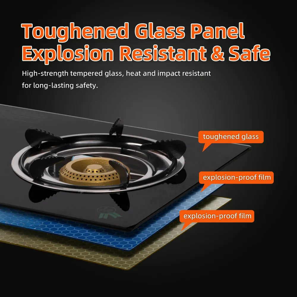 Greenlife DUO Glasstop Double Burner Safe Gas Cooker Efficient stove Easy Cooking Instant Ignition Explosion Resistant