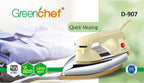 Greenchef D-907 Heavy Dry Iron - 1000W Quick Heating with PTFE Coated Aluminum Soleplate