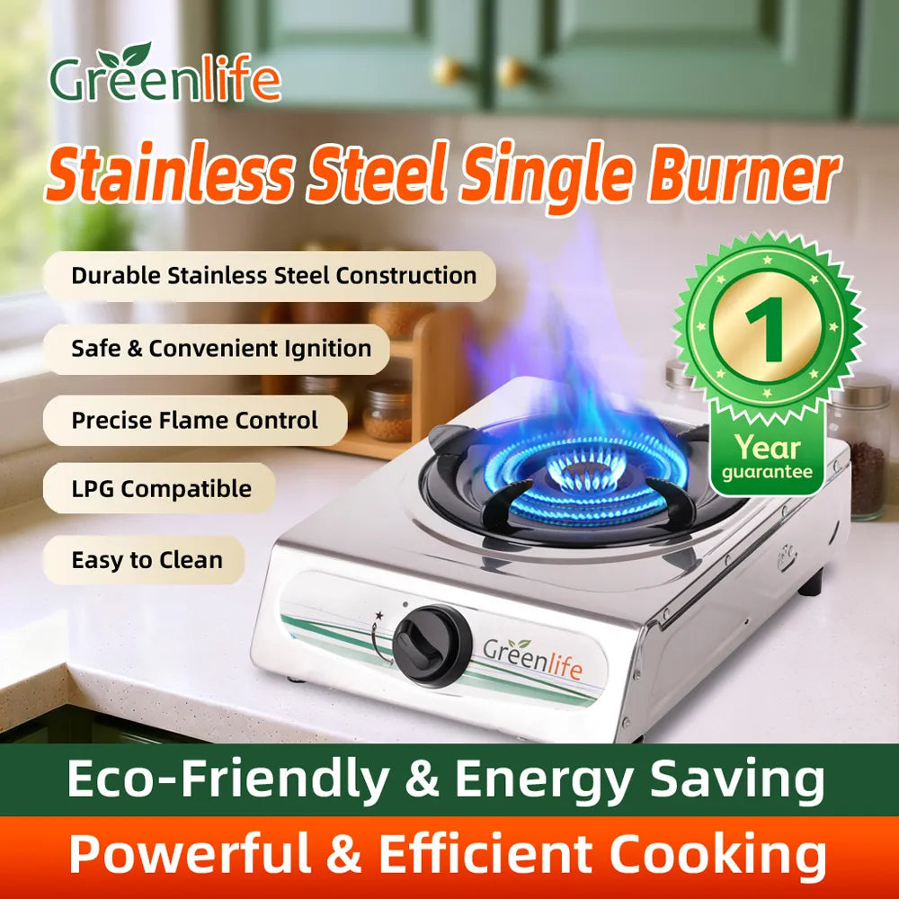 Greenlife Stainless Steel Single Burner high-power Cosmo Burner Auto ignition LPG gas stove Easy cleaning gas cooker
