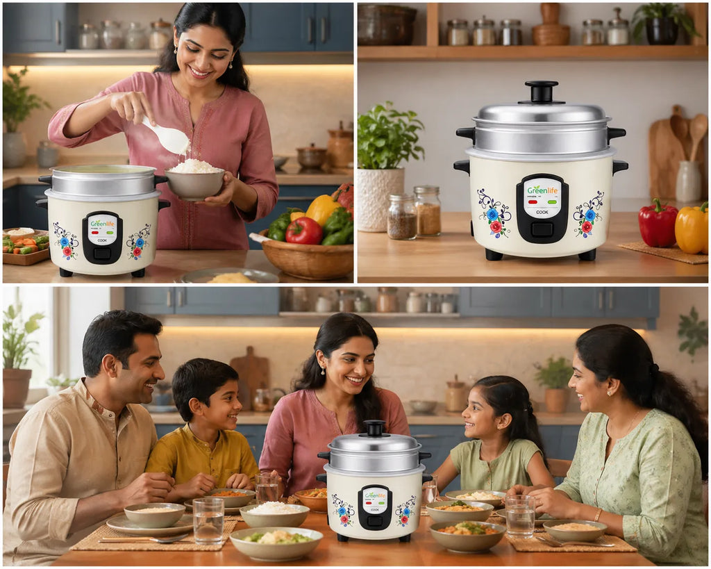 Greenlife 1.8L Automatic Electric Rice Cooker | 700W Fast Cooking | Keep Warm | Large Capacity & Triple Safety System