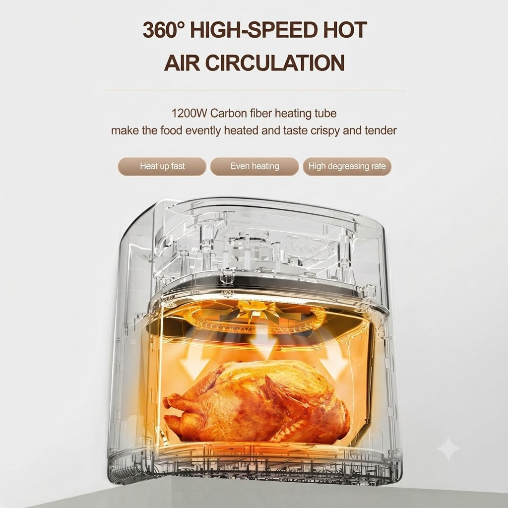 Greenlife 4.5L Smart Touch Multi-Function Air Fryer with Glass Pot Oil Free Cooking, High-Speed & Time-Saving
