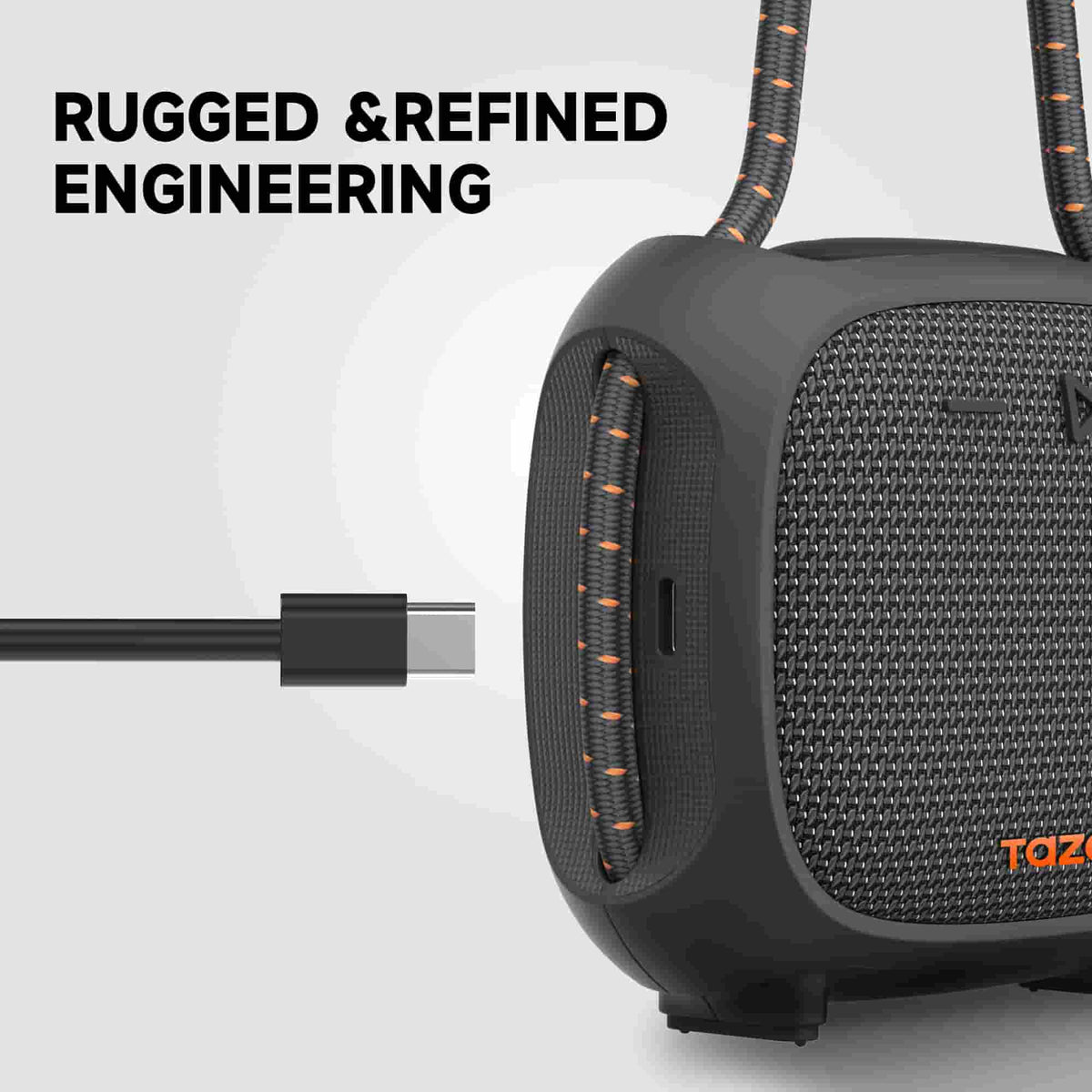 TAZATA GoClip IX rugged portable Bluetooth speaker with USB-C charging port