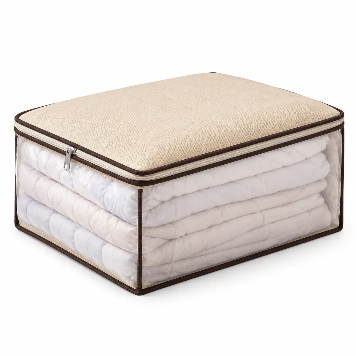 Nattyea foldable blanket storage bag with clear window and zipper