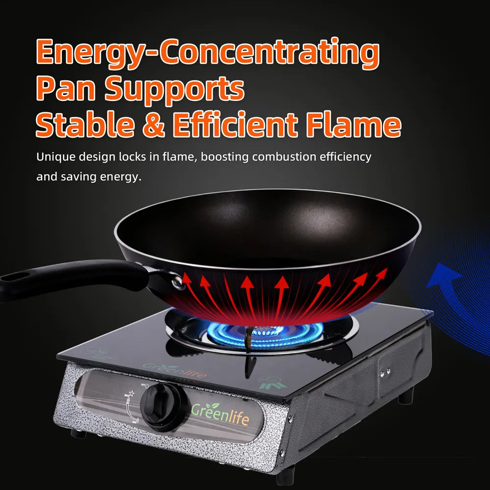 Greenlife UNIC Single Burner Glass Top Safe Gas Cooker Efficient stove Easy Cooking Instant Ignition High powered Cosmo Burner