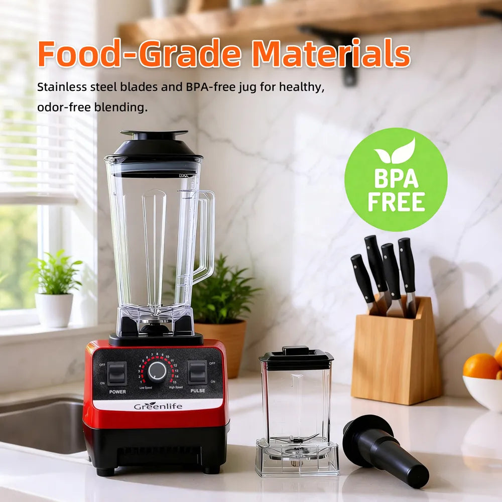 Greenlife Electric Juicer 2L Large Capacity High Speed Blender 2Jars Multi-Function Mixer Stainless steel blades