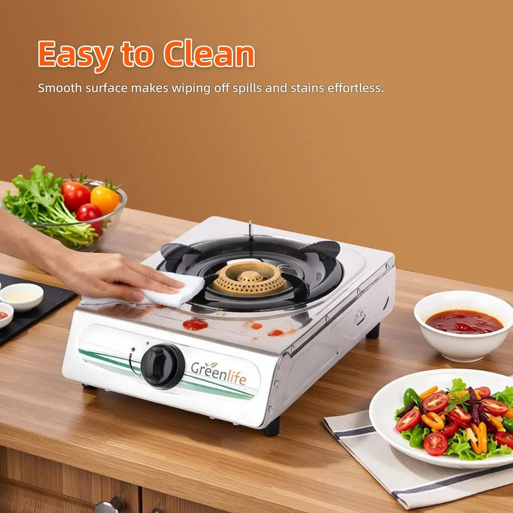 Greenlife Stainless Steel Single Burner high-power Cosmo Burner Auto ignition LPG gas stove Easy cleaning gas cooker