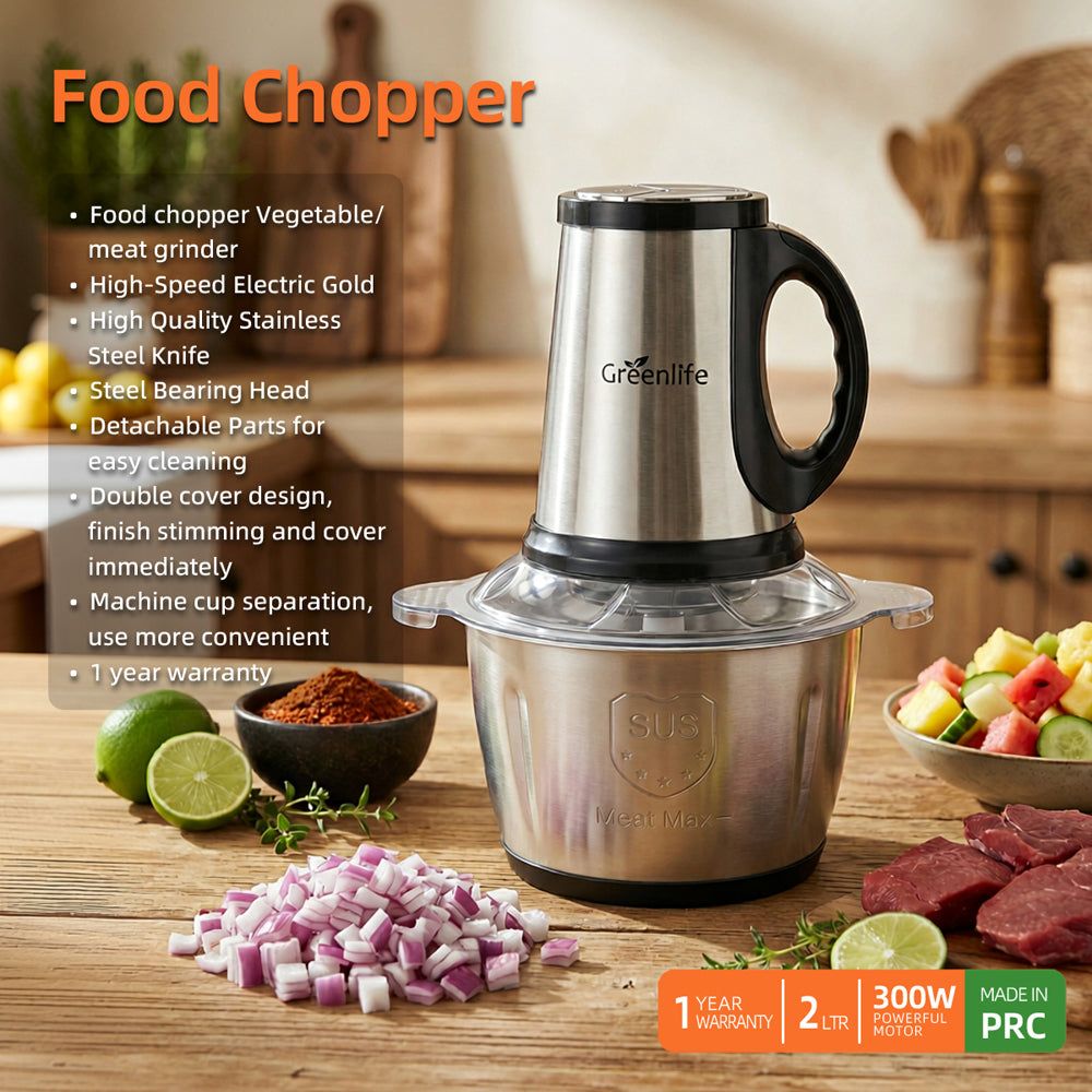Greenlife Multifunctional Food Chopper | Stainless Steel Jar Vegetable & Meat Grinder Fruit Cutter Mixer