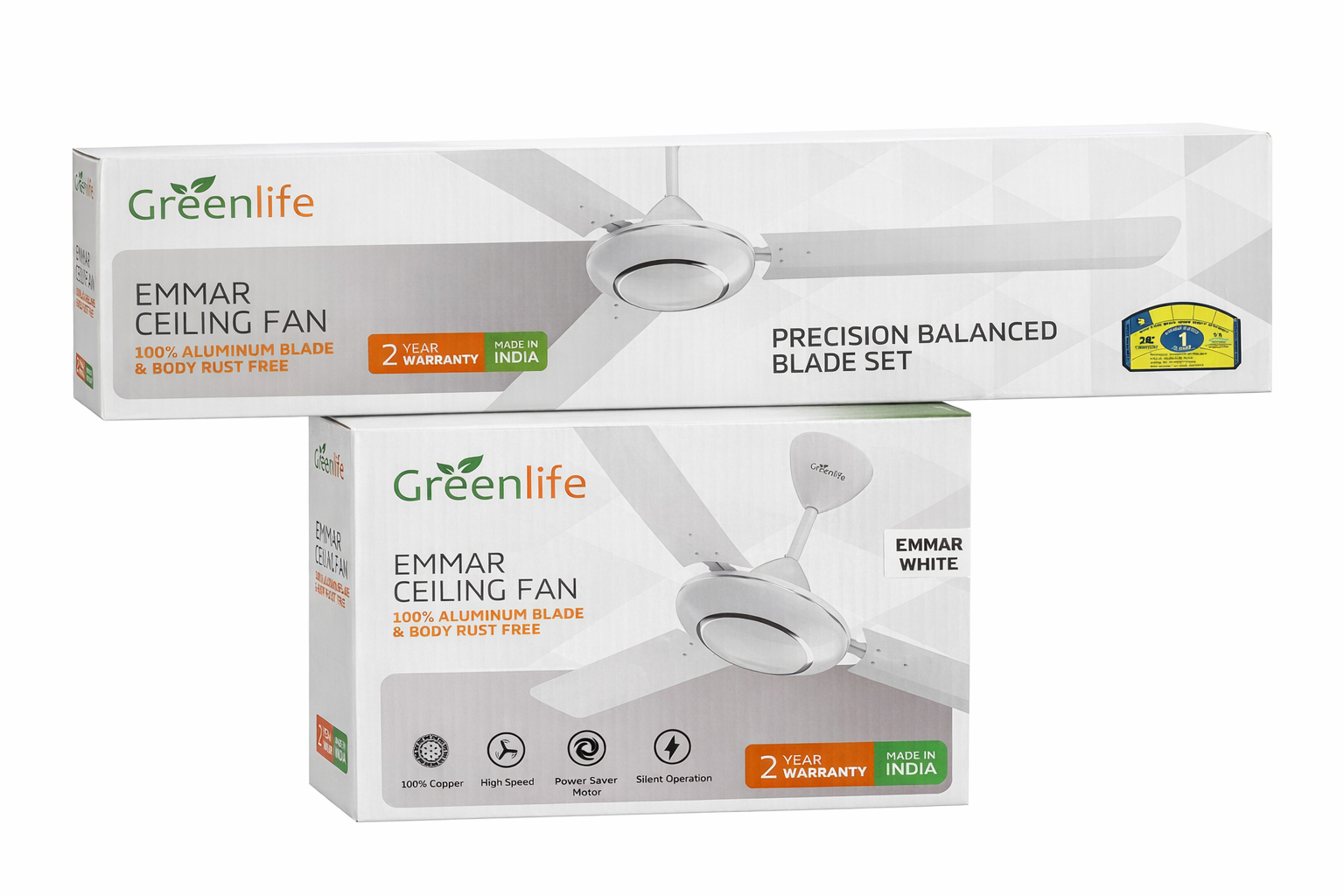 Green life EMMAR ceiling fan 100% Aluminum blade and body rust free heavy duty 700W low power consumption motor High speed 100%copper winding