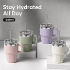 Solo Sip 360ml Stainless Steel Insulated Tumbler with Handle, stainless steel Straw - Dual Drinking Modes Hot & Cold Travel Mug