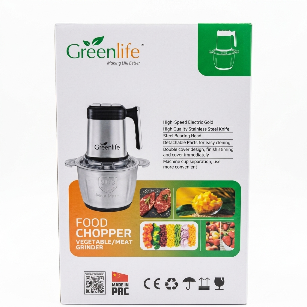 Greenlife 3L Stainless Steel Electric Food Chopper | Vegetable & Meat Grinder GLFC-300W