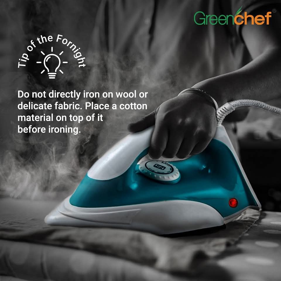 Greenchef D607 Dry Iron - 1000W Lightweight Electric Iron with Non-Stick Soleplate