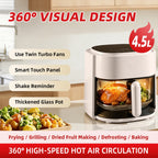 4.5L Smart Touch Multi-Function Air Fryer with Glass Pot Oil Free Cooking, High-Speed & Time-Saving