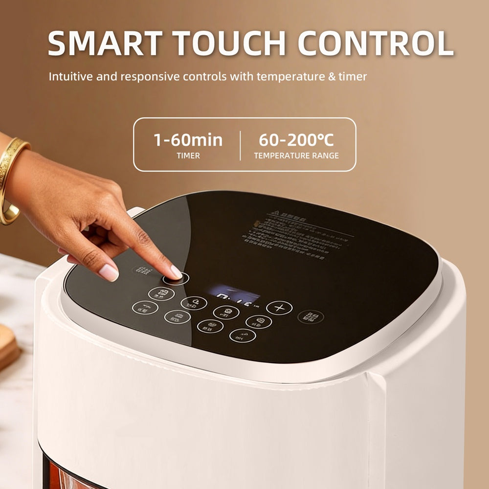 4.5L Smart Touch Multi-Function Air Fryer with Glass Pot Oil Free Cooking, High-Speed & Time-Saving