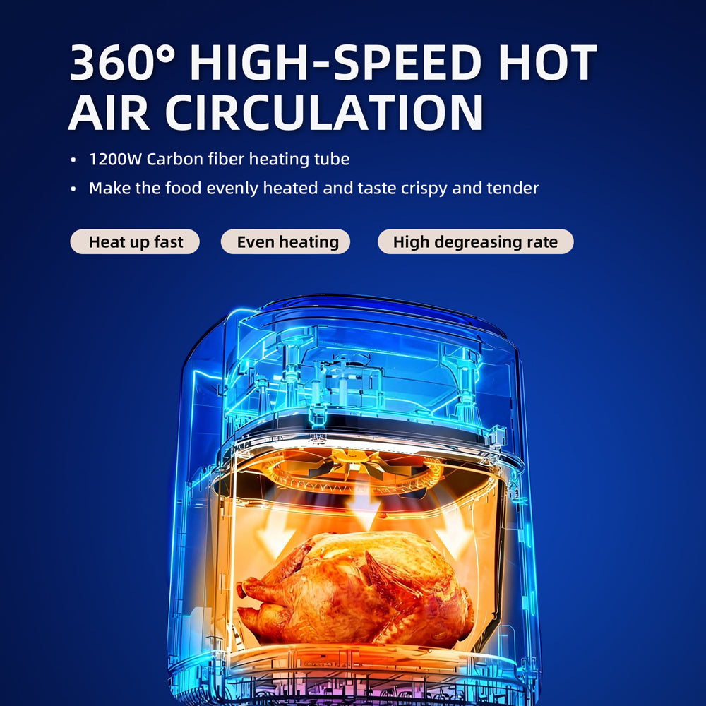 4.5L Smart Touch Multi-Function Air Fryer with Glass Pot Oil Free Cooking, High-Speed & Time-Saving