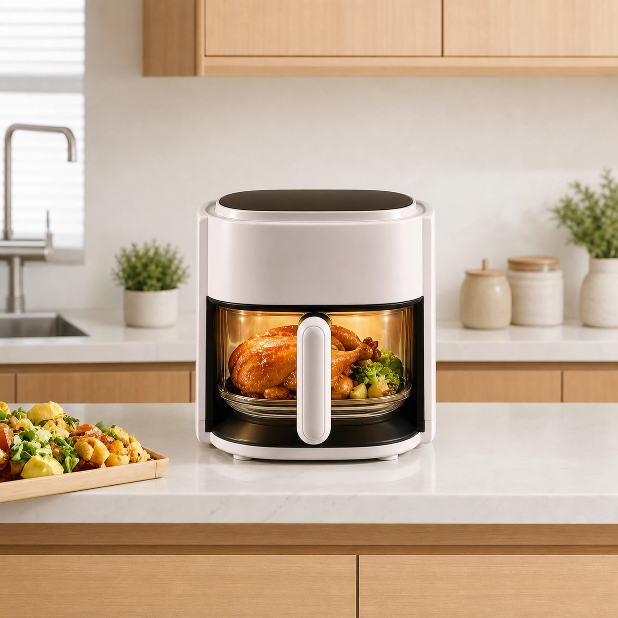 4.5L Smart Touch Multi-Function Air Fryer with Glass Pot Oil Free Cooking, High-Speed & Time-Saving