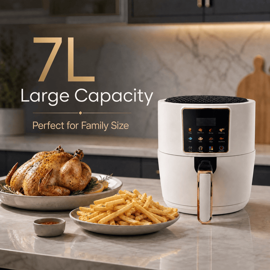 Silver Crest 7L Digital Air Fryer 1300W | Large Capacity Oil-Free Air Fryer with Touch Screen, Non-Stick Basket & Adjustable Temperature, 220V