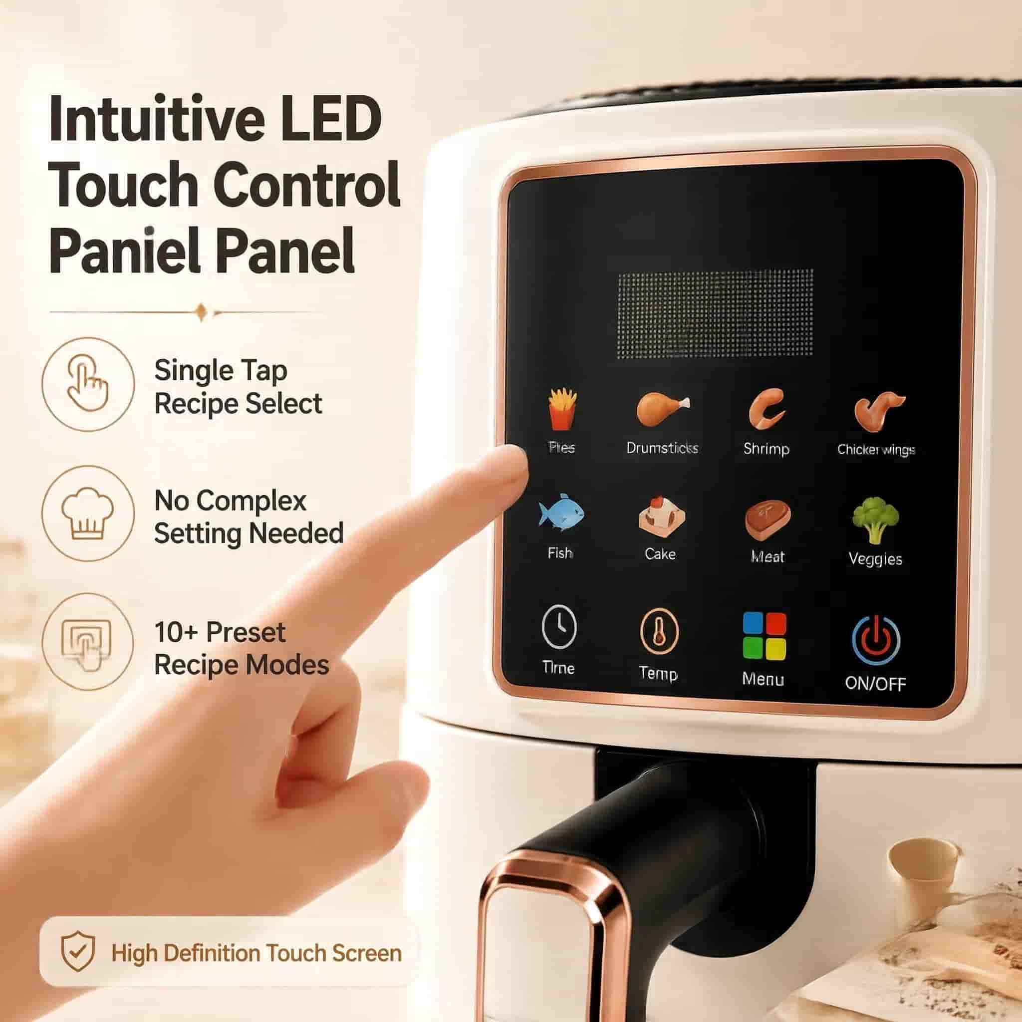 Silver Crest 7L Digital Air Fryer 1300W | Large Capacity Oil-Free Air Fryer with Touch Screen, Non-Stick Basket & Adjustable Temperature, 220V