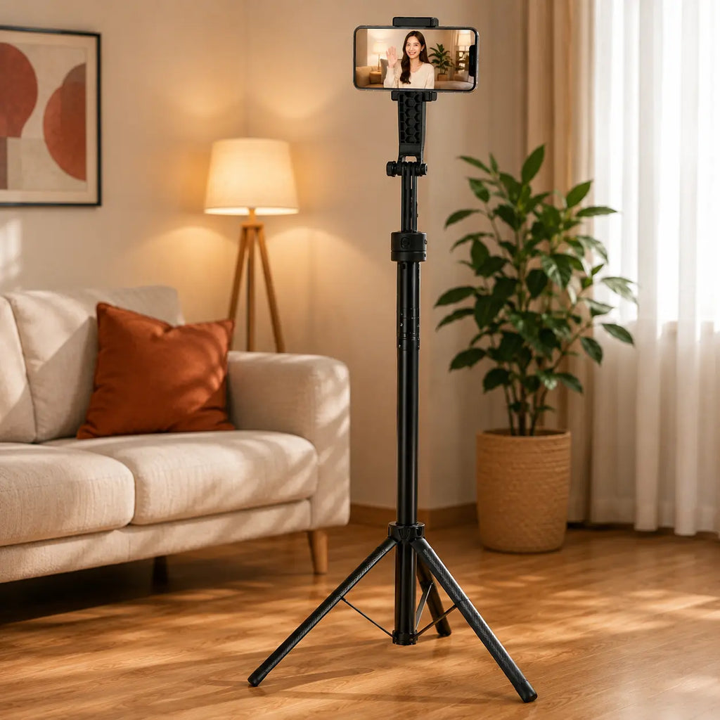 AI Face Tracking Selfie Stick Tripod with Magnetic Phone Holder, Bluetooth Remote & 1.7M Extendable Floor Stand
