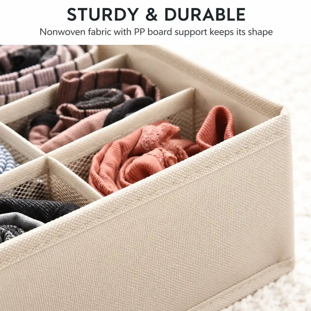 Beige wardrobe drawer organizer divider for small clothing items