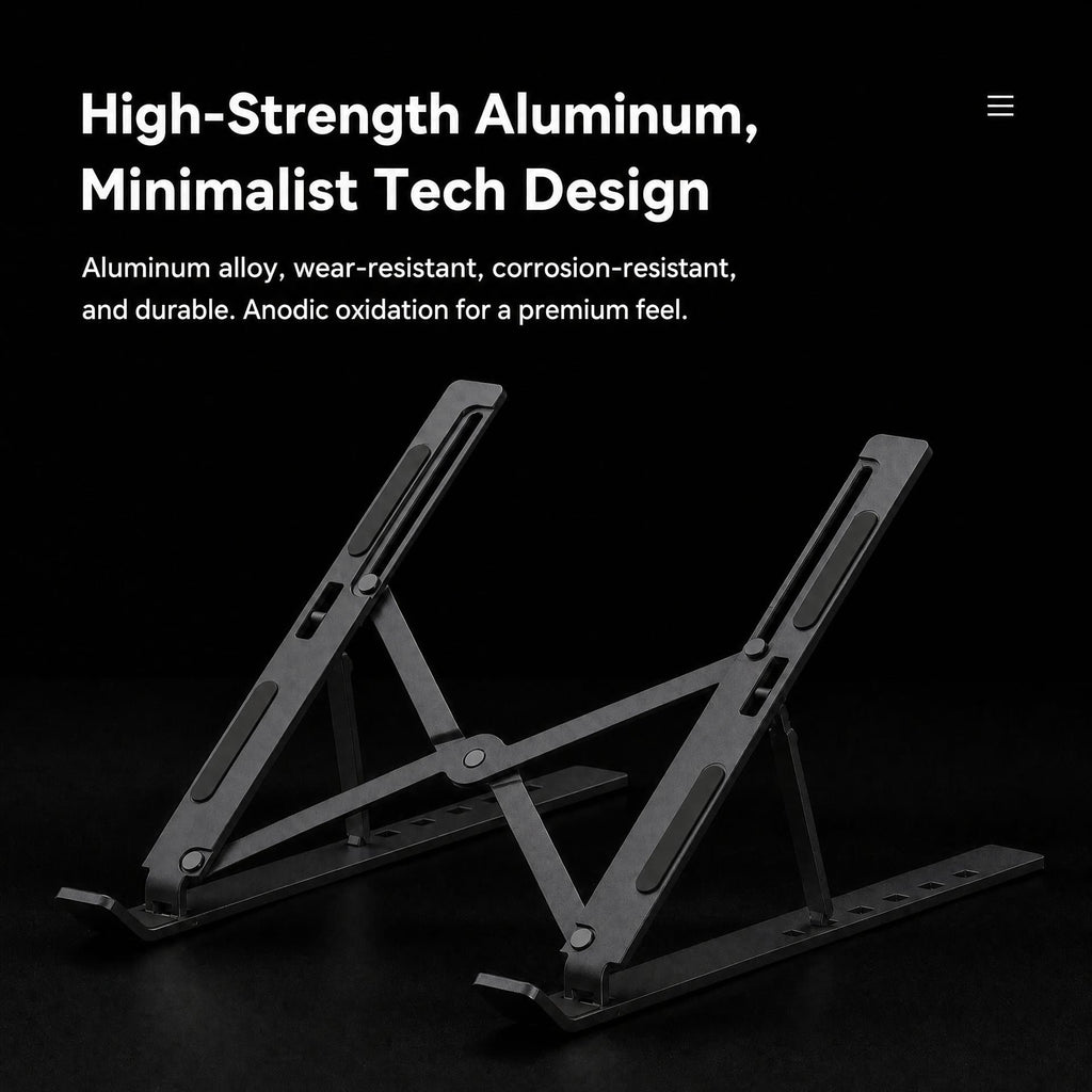 Portable Carbon Steel Laptop Stand - Ergonomic Foldable Desk Riser for 16-inch Laptops