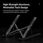 Portable Carbon Steel Laptop Stand - Ergonomic Foldable Desk Riser for 16-inch Laptops
