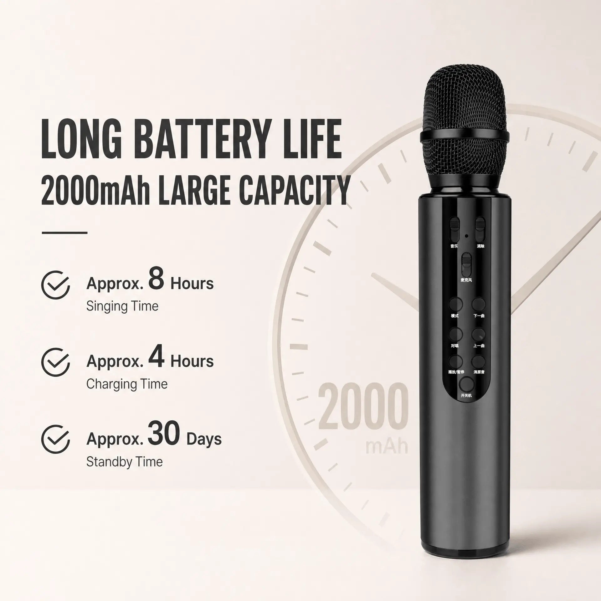 Wireless Bluetooth Karaoke Microphone with Built-in Dual Speakers, Portable Handheld Mic for Live Streaming, Singing & Recording