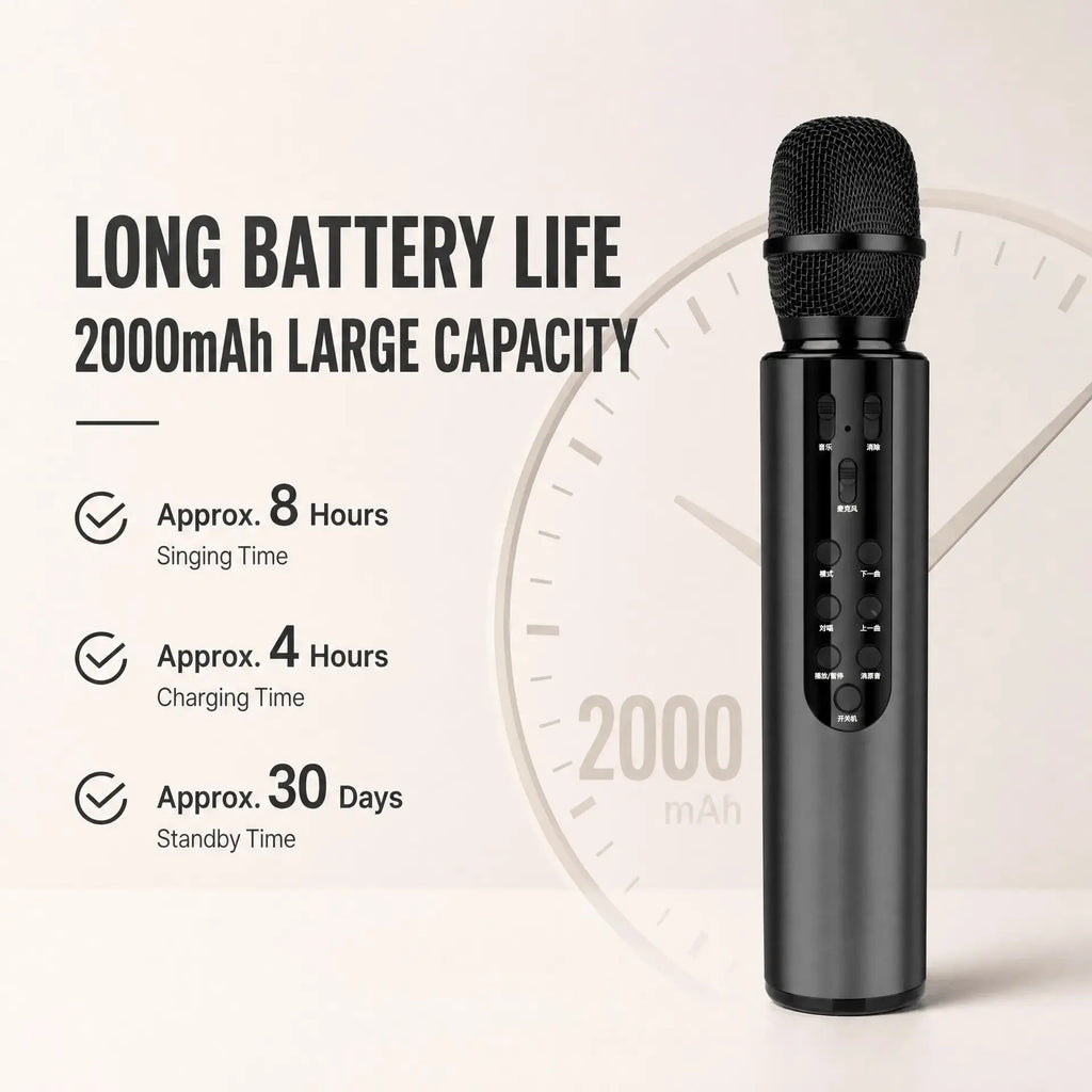 Wireless Bluetooth Karaoke Microphone with Built-in Dual Speakers, Portable Handheld Mic for Live Streaming, Singing & Recording