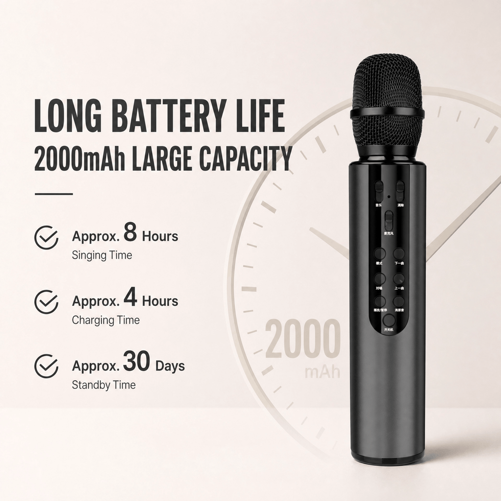 Wireless Bluetooth Karaoke Microphone with Built-in Dual Speakers, Portable Handheld Mic for Live Streaming, Singing & Recording