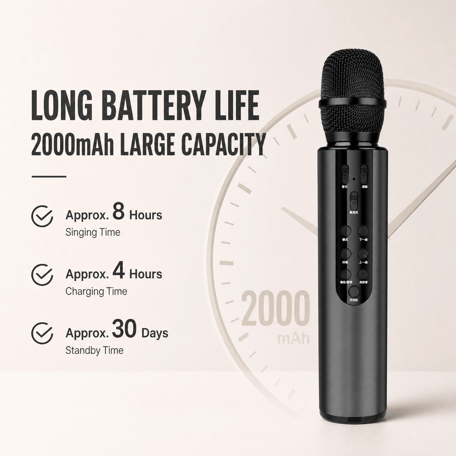 Wireless Bluetooth Karaoke Microphone with Built-in Dual Speakers, Portable Handheld Mic for Live Streaming, Singing & Recording