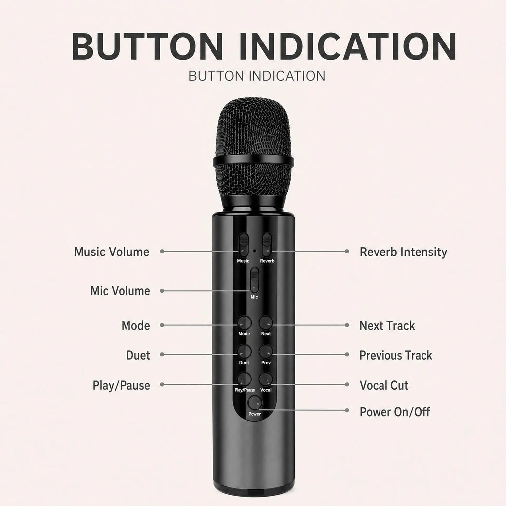 Wireless Bluetooth karaoke microphone with built-in dual speakers - product image 2