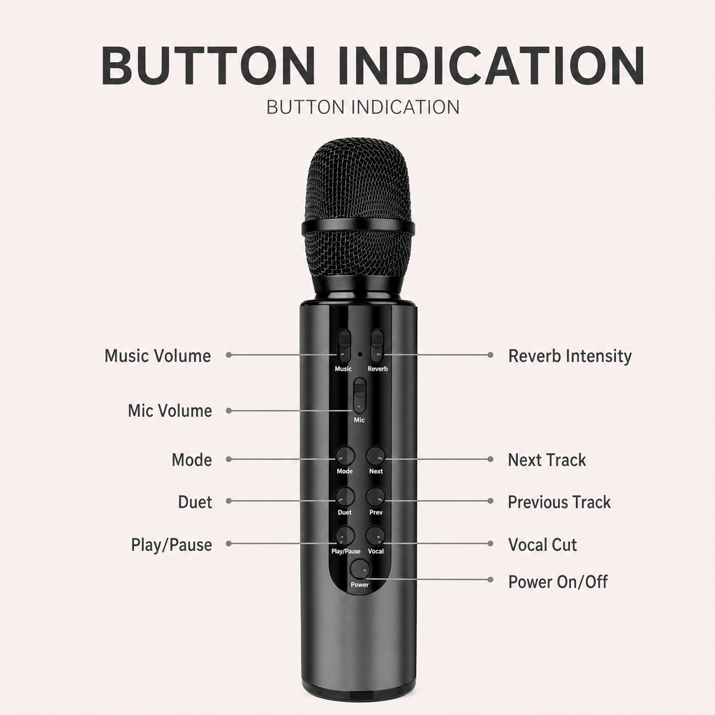Wireless Bluetooth Karaoke Microphone with Built-in Dual Speakers, Portable Handheld Mic for Live Streaming, Singing & Recording