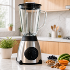 1.5L Multi-Functional Blender with 5 Adjustable Speeds, High-Power Motor, and Stainless Steel Base for Juicing, Ice Crushing, and More