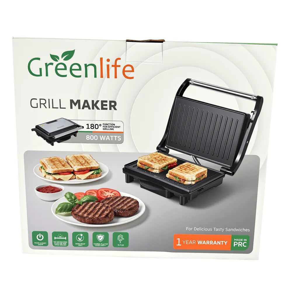 Greenlife Grill Toaster Maker & Sandwich Maker with overheat safety protection Multi function panini maker non stick easy cleaning