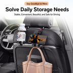 2-in-1 Car Headrest Hook & Cup Holder - Universal Back Seat Organizer, Phone Mount, and Bag Hanger