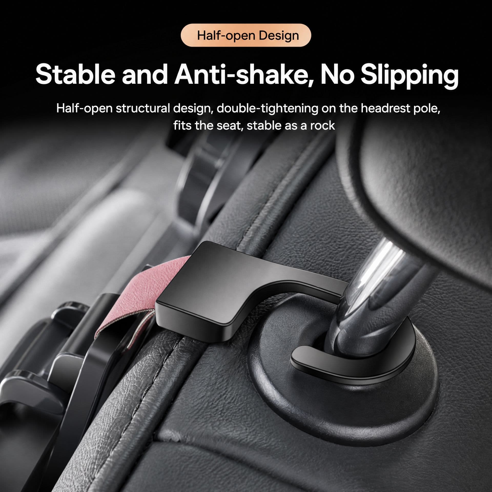 2-in-1 Car Headrest Hook & Cup Holder - Universal Back Seat Organizer, Phone Mount, and Bag Hanger