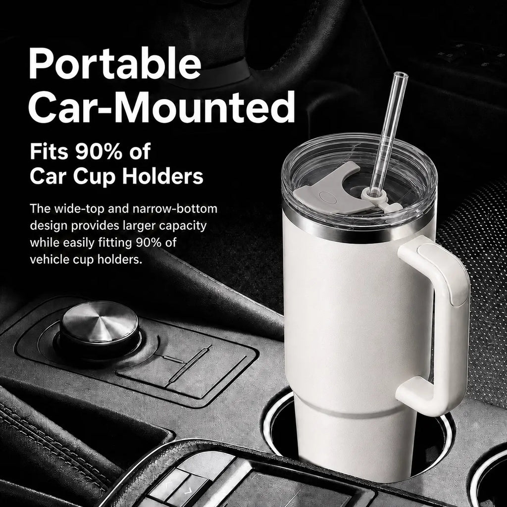 40oz (1200ml) Insulated Stainless Steel Tumbler with Handle – Leak-Proof, Triple-Wall Vacuum Travel Mug for Hot & Cold Drinks, Car Cup Holder Friendly, Sweat-Proof, BPA-Free