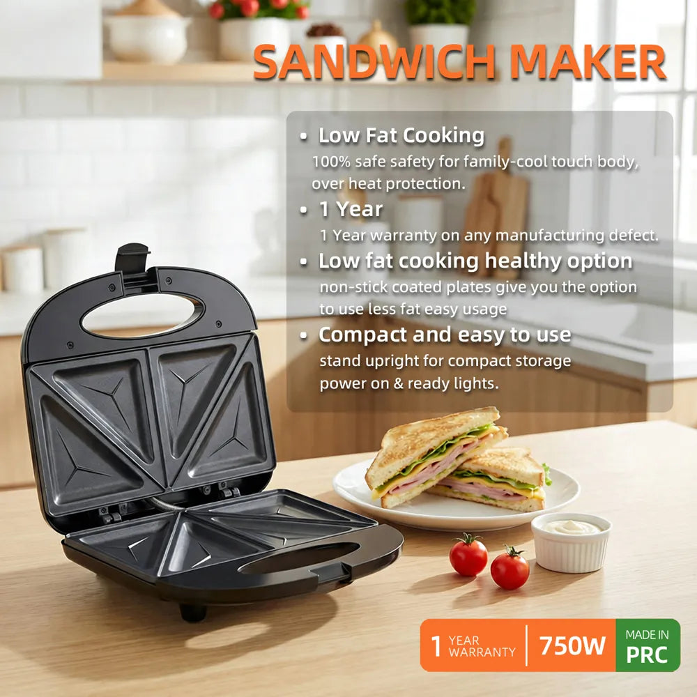 Greenlife Sandwich Maker Toaster Non-Stick plates Oil Free Toasting low fat durable
