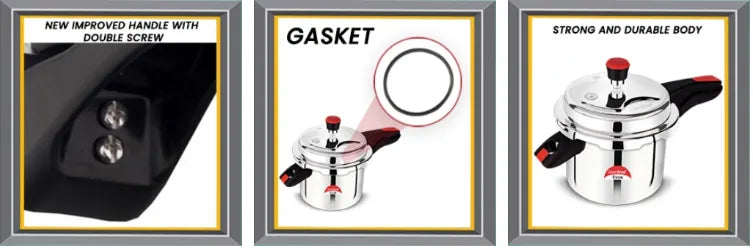 Greenchef Evok Aluminium Pressure Cooker 10L Virgin Aluminum Multipurpose Safety Plug Large Capacity 1 Year Warranty